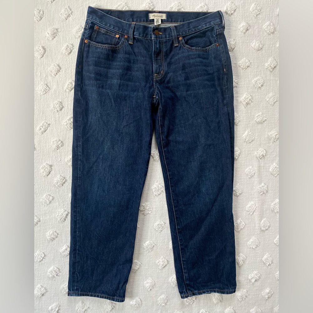 Madewell Straight Leg Jeans in Dark Indigo Blue